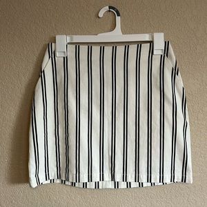 NWT White and Black Pinstripe Jean Mini Skirt